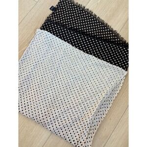 Black White Polka Dot Print Scarf Lightweight Sheer Polyester